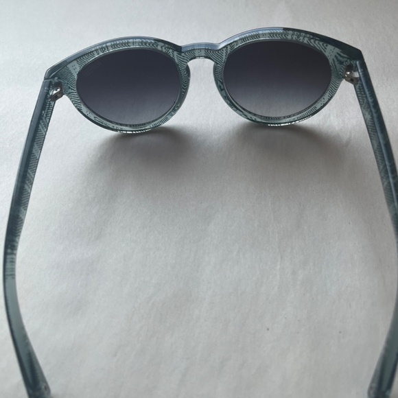 Coach Perforated Legacy Wristlet Leather Logo Clutch Bag Purse Bag Blue/Yellow - Picture 8 of 9